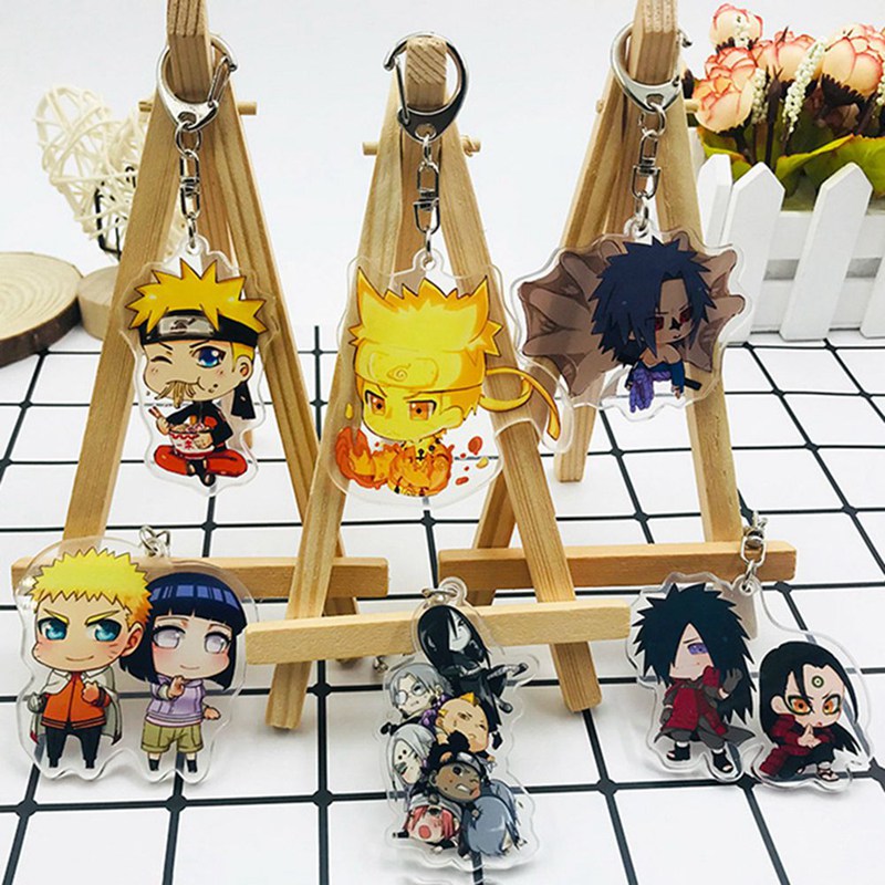 Gantungan Kunci Desain Kartun Anime Naruto Sasuke / Itachi / Kakashi Bahan Akrilik