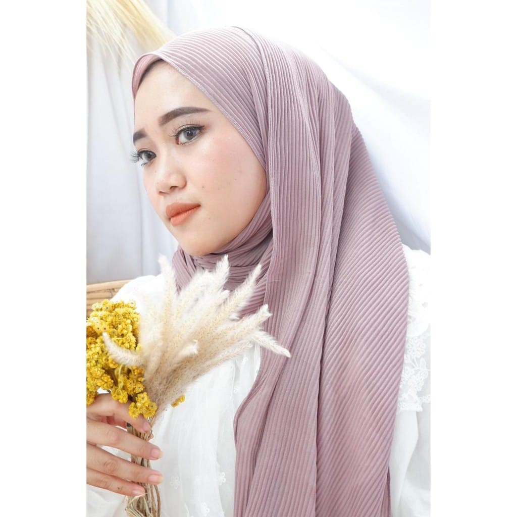 Pashmina Plisket Ceruty Babydol//Pasmina Shawl-Mocca
