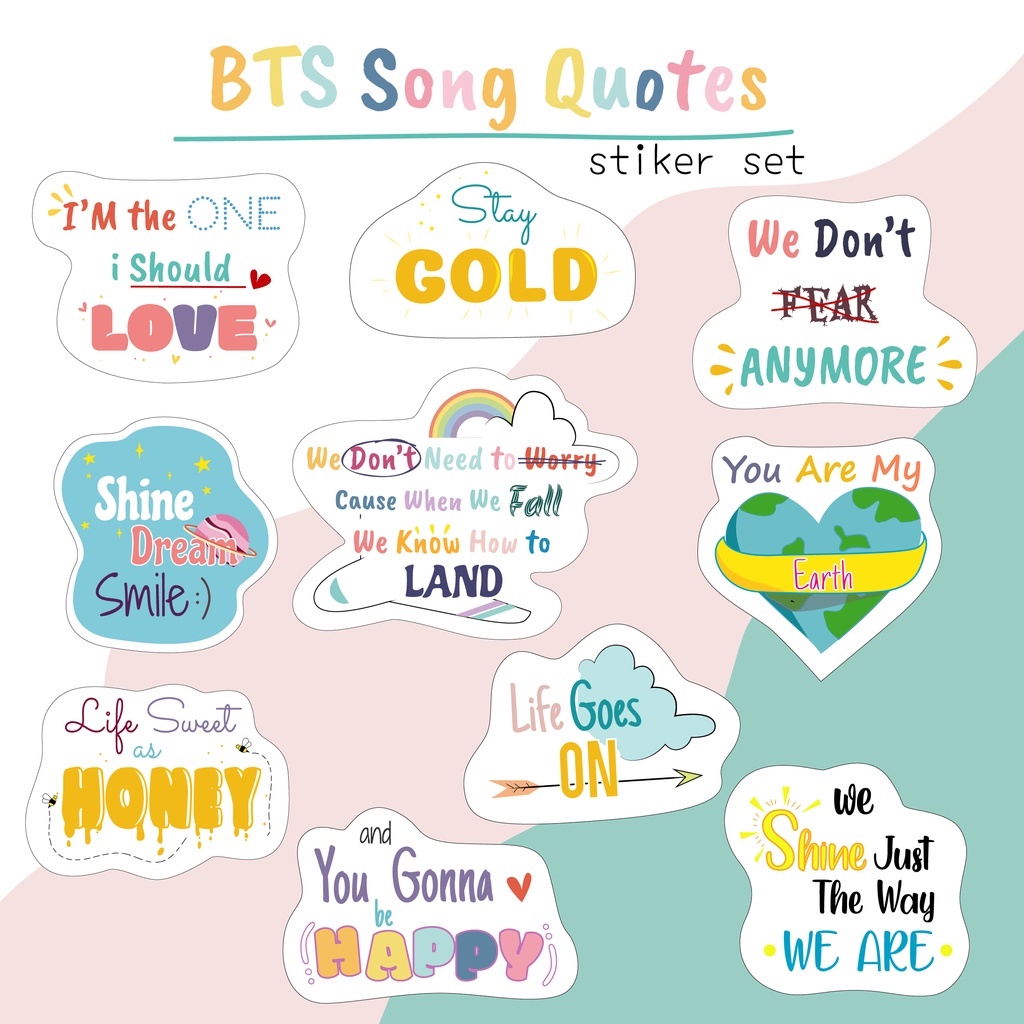 BTS Quotes Stiker Set A5 & A6 (Vinil)