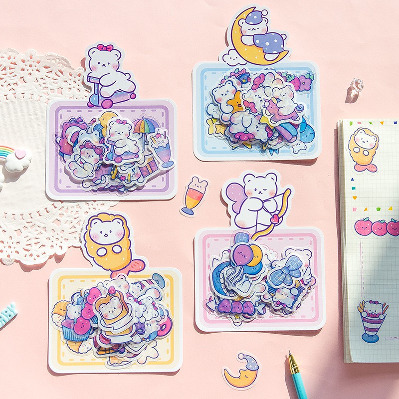 

[SCRIBBLE_ID] 40 Pcs FAIRY BEAR Sticker PVC Beruang Lucu Stiker Dekorasi DIY Scrapbook Jurnal S0044