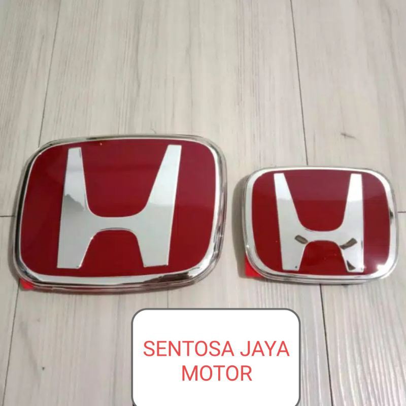 EMBLEM LOGO HONDA MERAH CHROME BRV CRV JAZZ HRV BRIO MOBILIO FREED