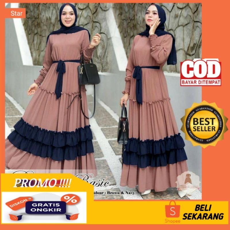 RAYOLA BASIC DRESS/ Dress muslim / fashion wanita / gamis/ Dress/baju wanita kekinian/baju wanita