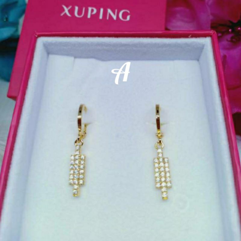 Anting desy &amp; bulat kupu lapis mas permata zircon AX-02