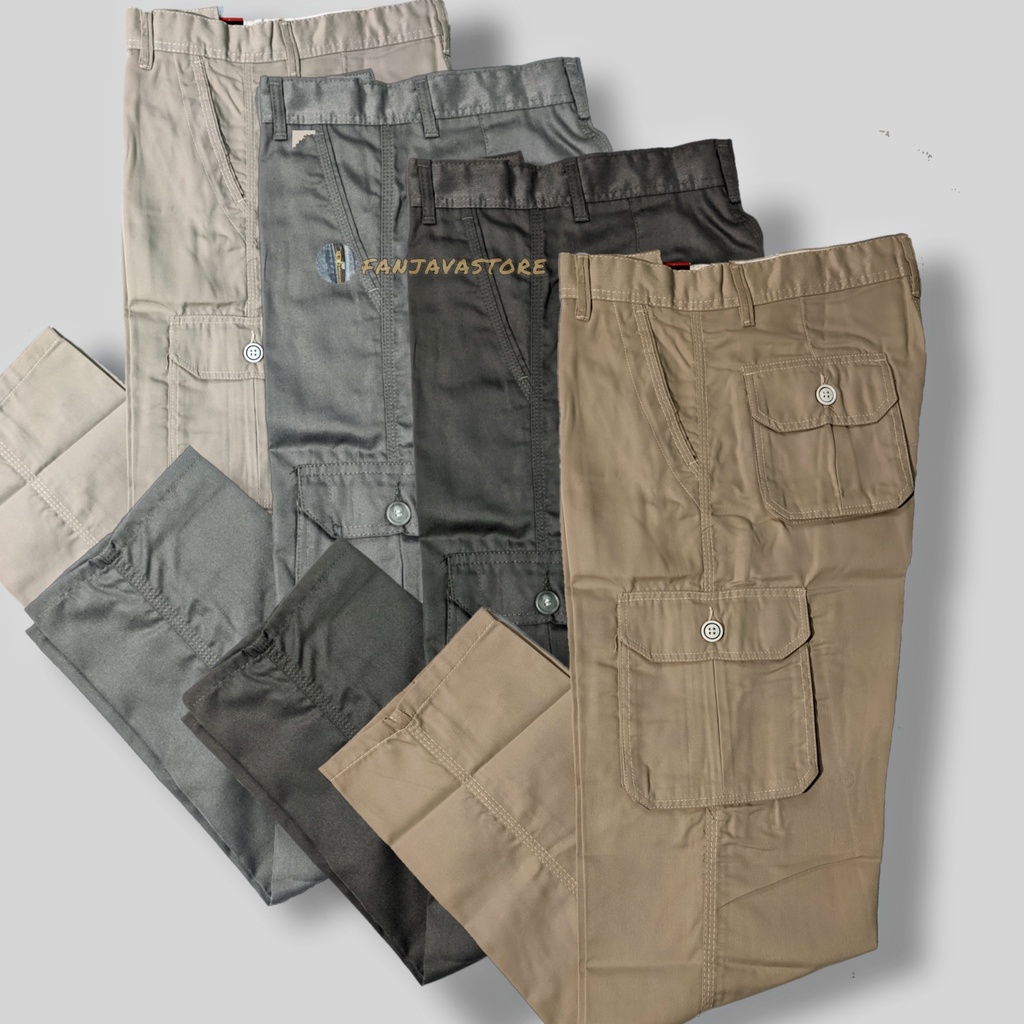 CELANA CARGO PANJANG REGULAR cargo pants celana kargo 27-32 Hitam Grey Cream Mocca Normal Size