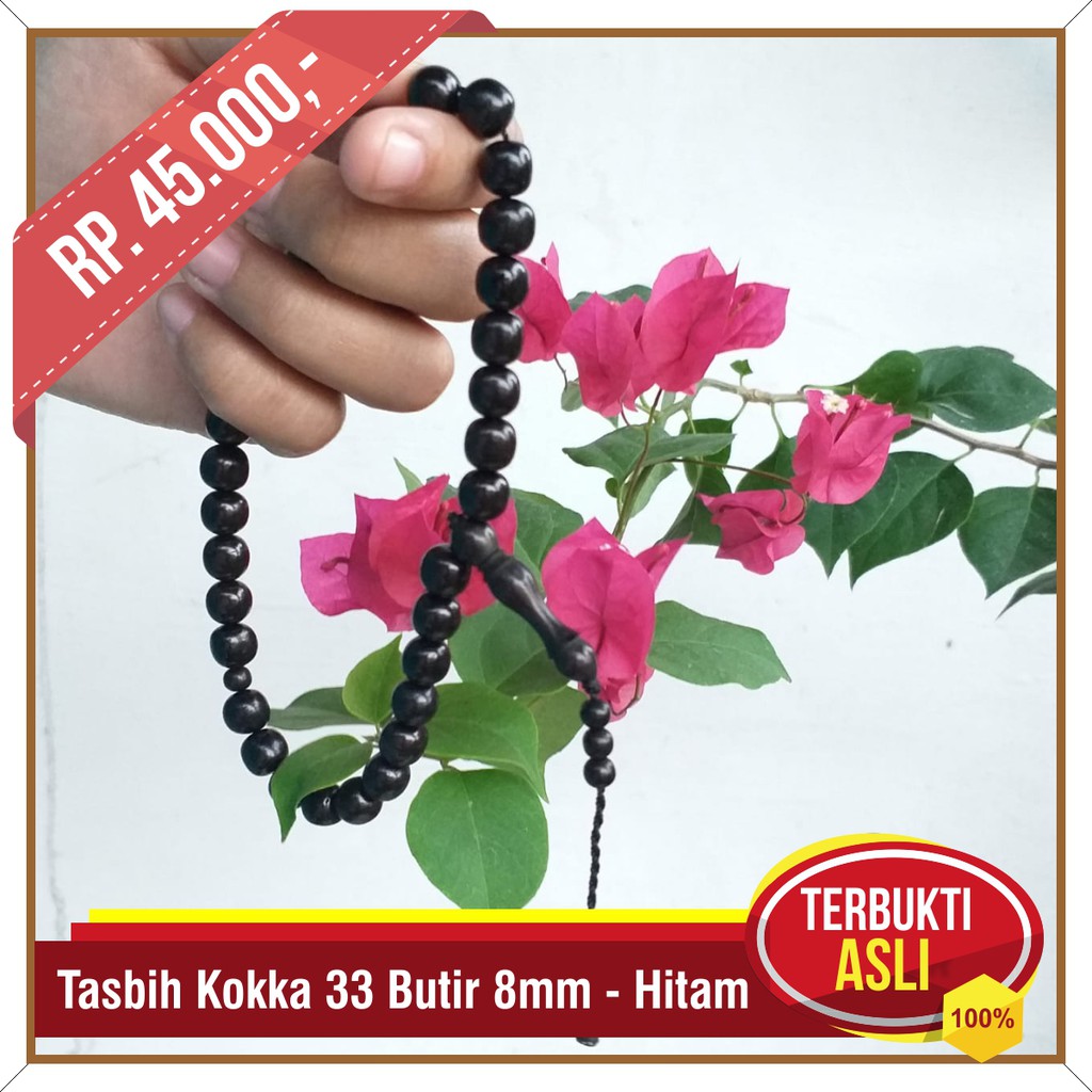 Tasbih Kokka 33 Butir 8mm Hitam - Tasbih Kaukah - Tasbih Kesehatan - Tasbih Kayu