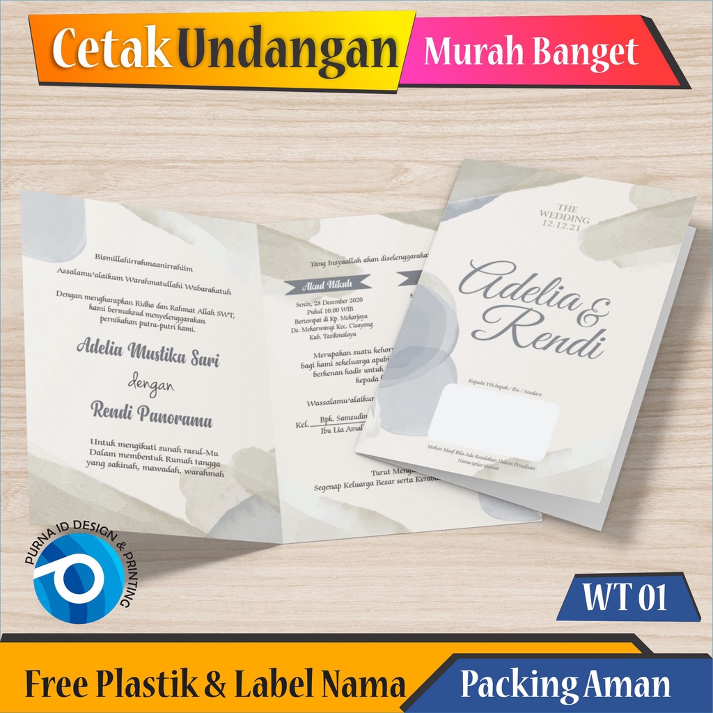 PURNA ID -  CETAK KARTU UNDANGAN PERNIKAHAN MURAH - NIKAH KHITANAN CUSTOM VINTAGE RUSTIC ELEGAN UNIK