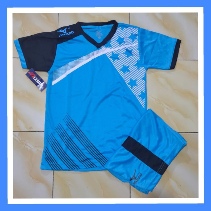 Olahraga Anak /baju anak laki laki dan perempuan /jersey Mizu Jersey Bola Futsal Volly Badminton-Biru Muda