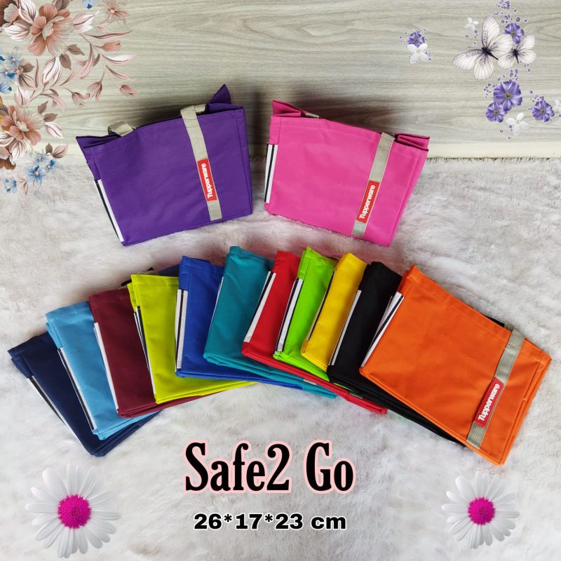 Terlaris Tas bekal Makan Logo Karet / Tote Bag Safe2 Go ( Zipper bunga es) / Tas Bekal Safe2 Go