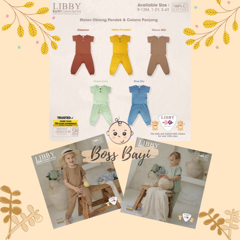 LIBBY EARTH COLORS Fave Series CPR Setelan Baju Lengan Pendek Celana Panjang Anak