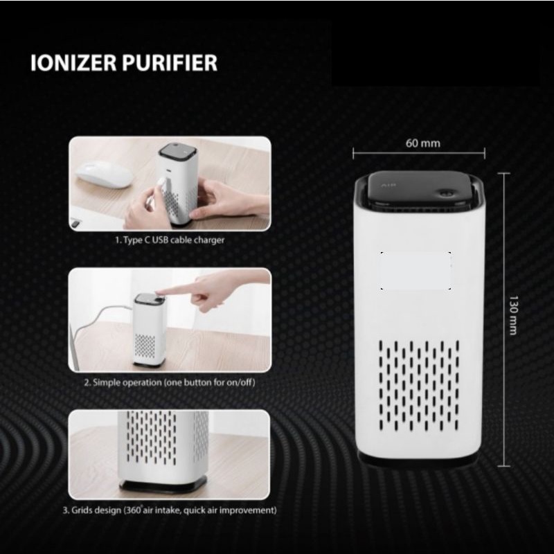 Mini Air Purifier Ionizer Portable HEPA Filter Anion