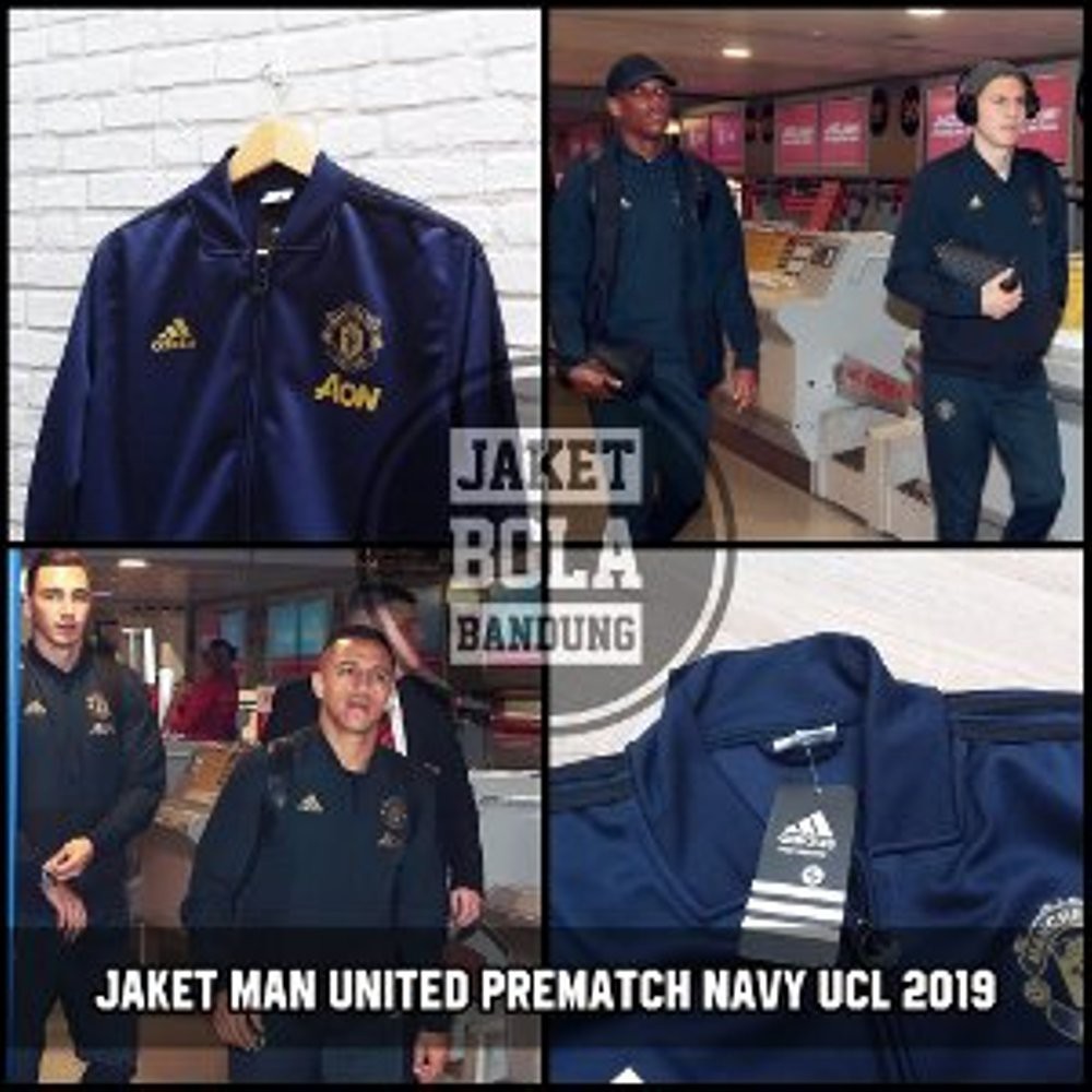TERKEREN JAKET MANCHESTER UNITED PREMATCH UCL NAVY GOLD 2019. FOTO ASLI. PREMIUM QUALITY Jaket Keki