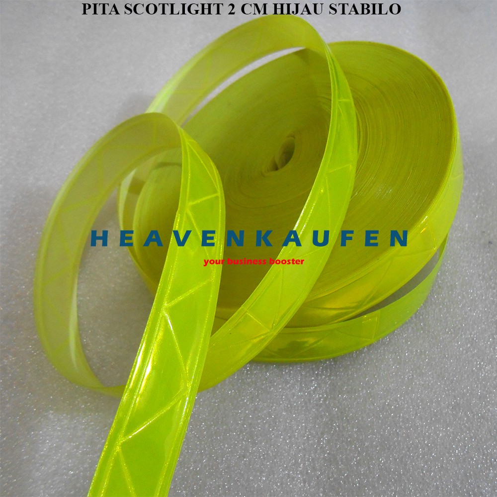 Pita Skotlet Lebar 2 cm PVC Meteran hijau stabilo Jaket plastik baju rompi safety Scotlite Scotlight