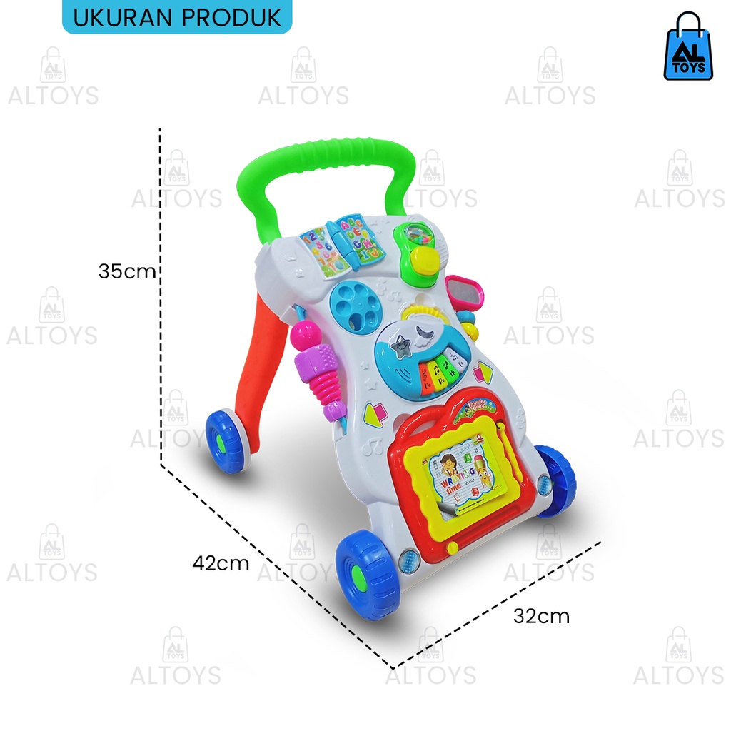 Push Baby Walker Music Dengan Mainan Anak Piano / Drawing Board / Bentuk Shape / Untuk  latihan jalan Bayi Bahan Aman dan Kuat AU02