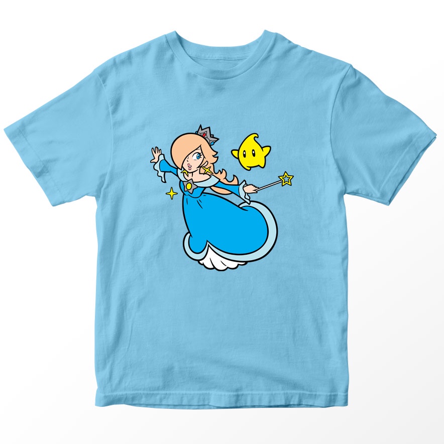 Kaos Super Mario Bros Rosalina Anak, Warna Biru Muda Umur 1-10 Tahun