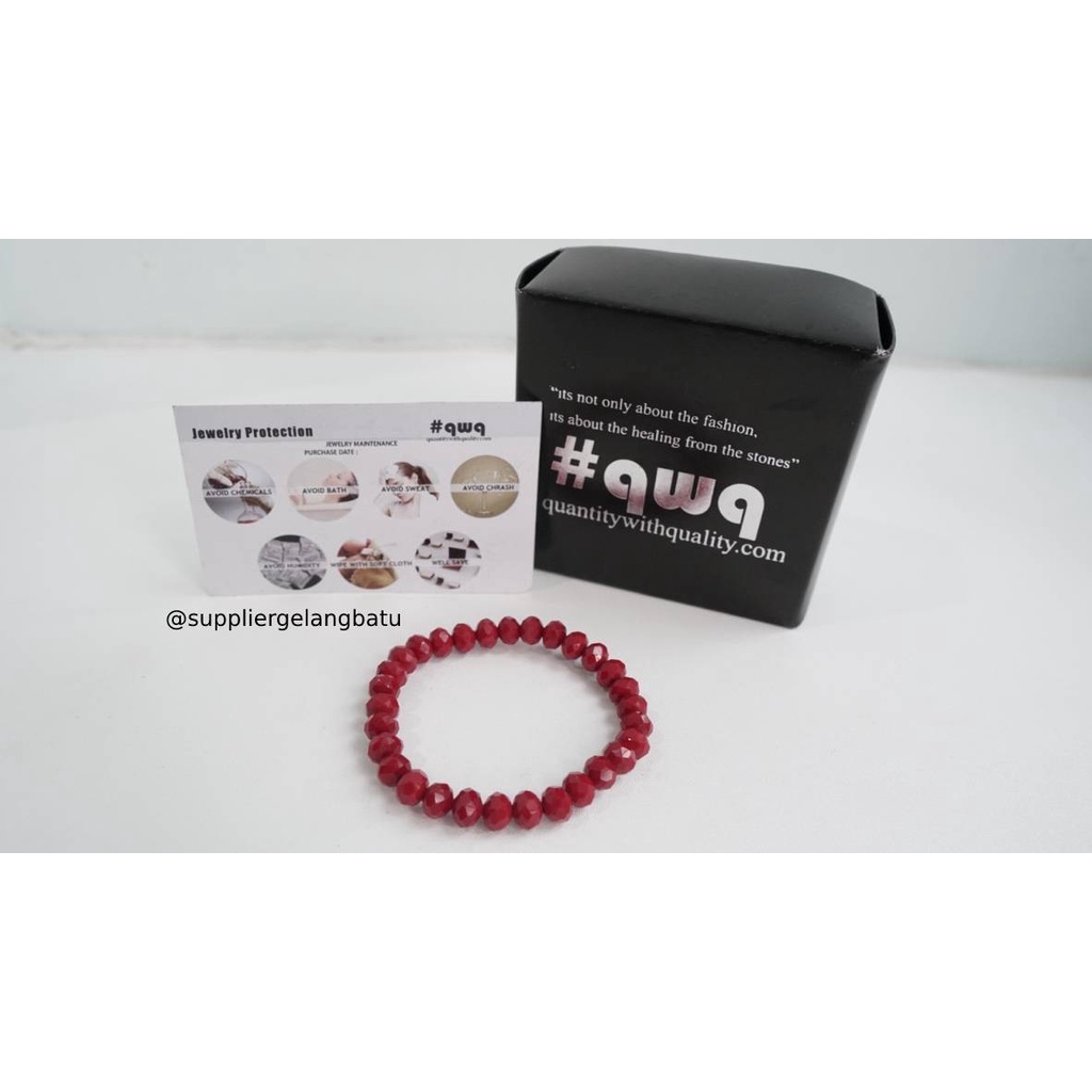 gelang kristal ceko MERAH MAROON premium aksesori tangan premium bonus