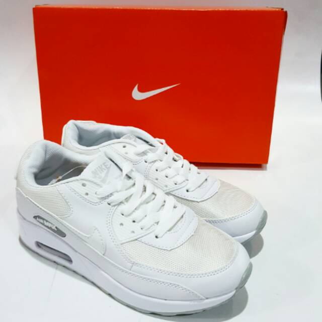 Sepatu Kets Nike Airmax Woman Full Color All White Putih Sekolah