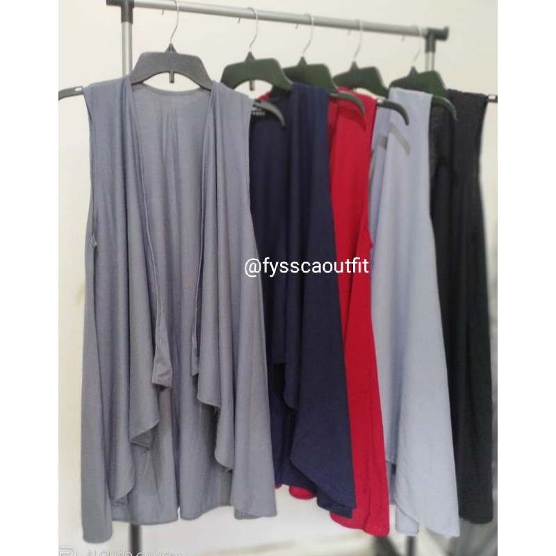 outer atasan tanpa lengan polos / outer cardigan wanita terbaru 2022 by fyssca outfit