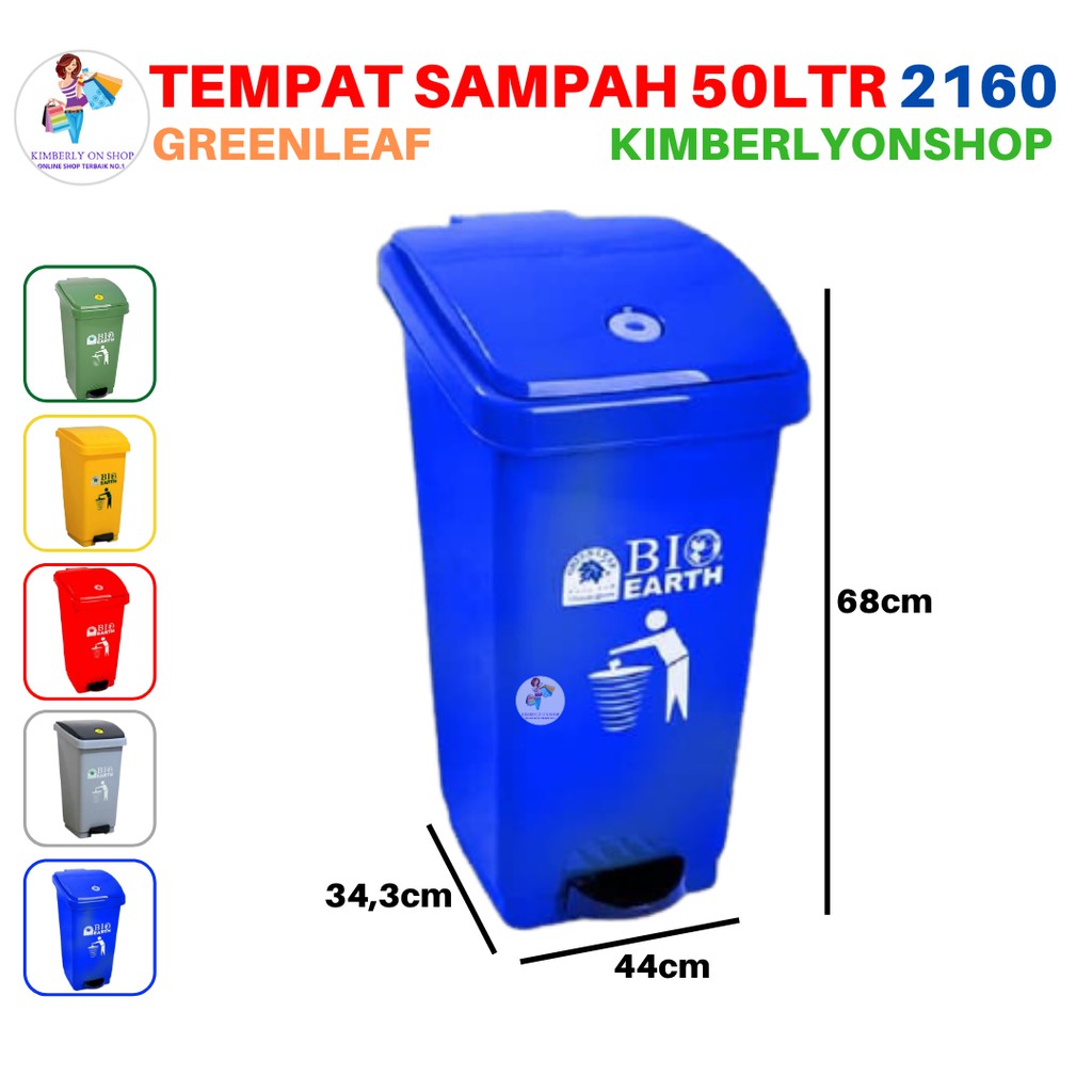 Tempat Sampah Tong sampah BIO injak 50 liter green leaf 2160