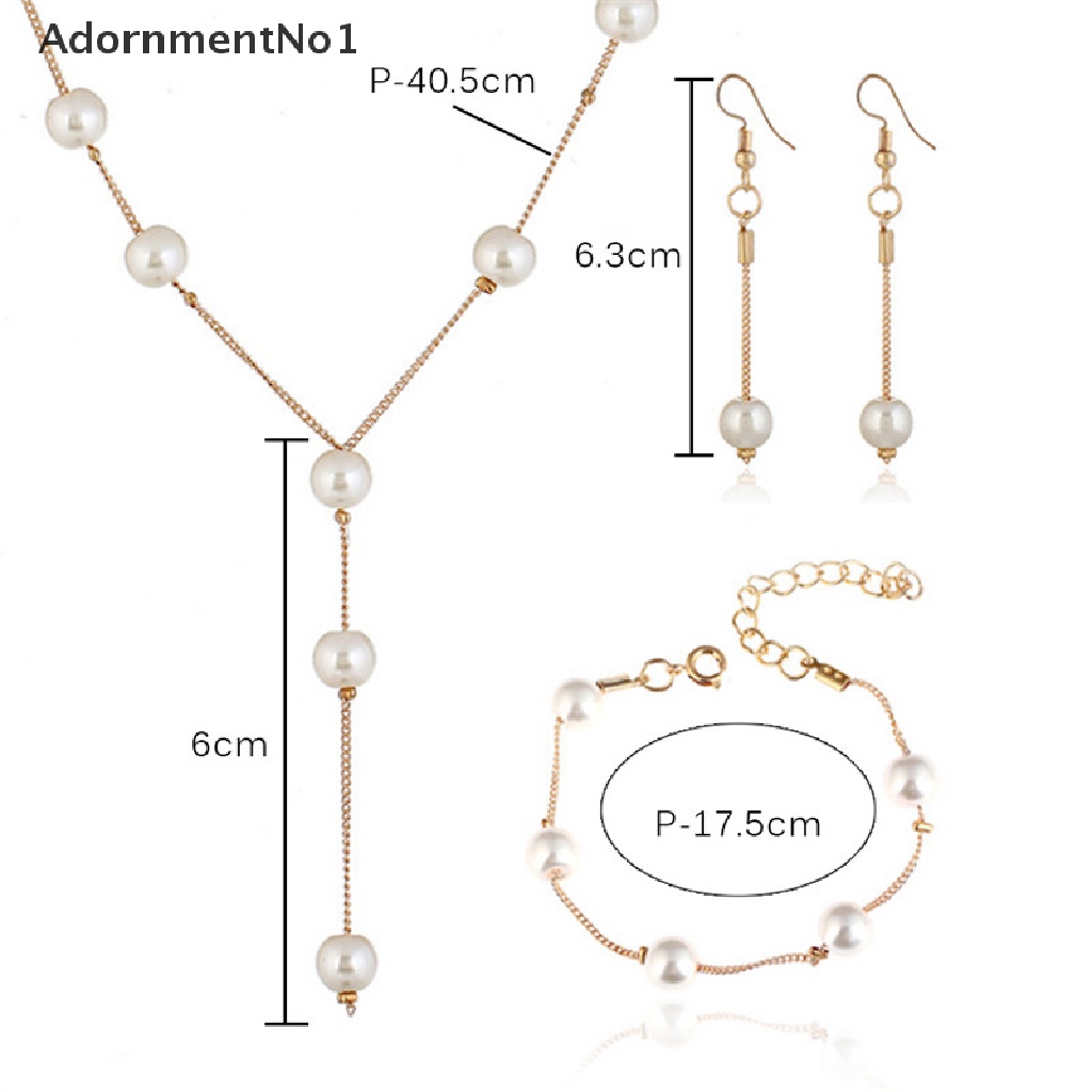 (AdornmentNo1) Set Kalung Choker + Gelang Tangan + Anting Tusuk Aksen Mutiara Imitasi Untuk Perhiasan Wanita