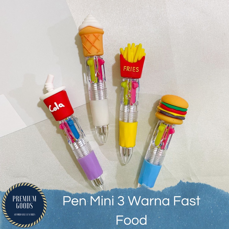 

PULPEN 4 WARNA BURGER COLA FAST FOOD PENA PEN BALLPOINT 4 WARNA BURGER KENTANG COLA ICE CREAM