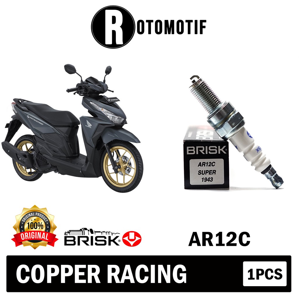 Busi Motor Honda Vario 125 150 Brisk Copper Racing AR12C