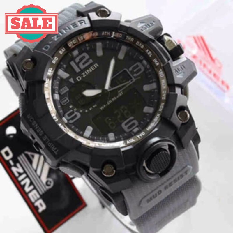 Promo JAM TANGAN PRIA - D-ZINER DZ 8119 ORI GREY BLACK