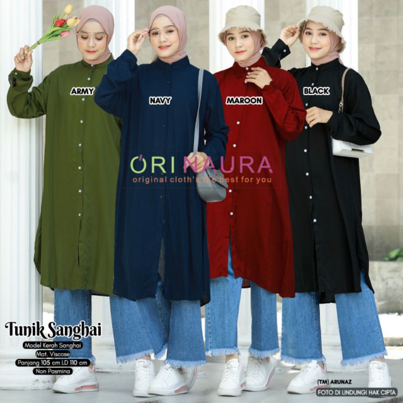 TUNIK VISCOSE POLOS / TUNIK SANGHAI TUNIK FRISKA LD JUMBO BY ORI NAURA BERLABEL