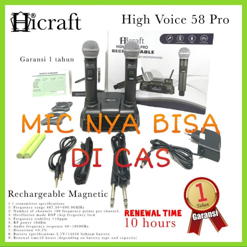 Microphone Hicraft Voice 58 Pro Bisa Cas 2 Mic Wireless Jarak Jauh