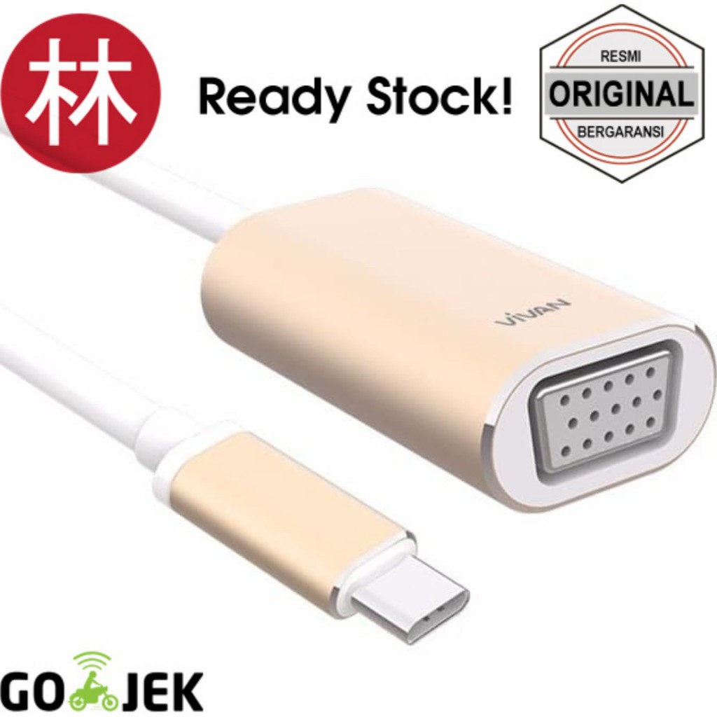 Vivan VTC-VGA1 USB HUB USB3.1 Type-C to VGA Adapter Gold