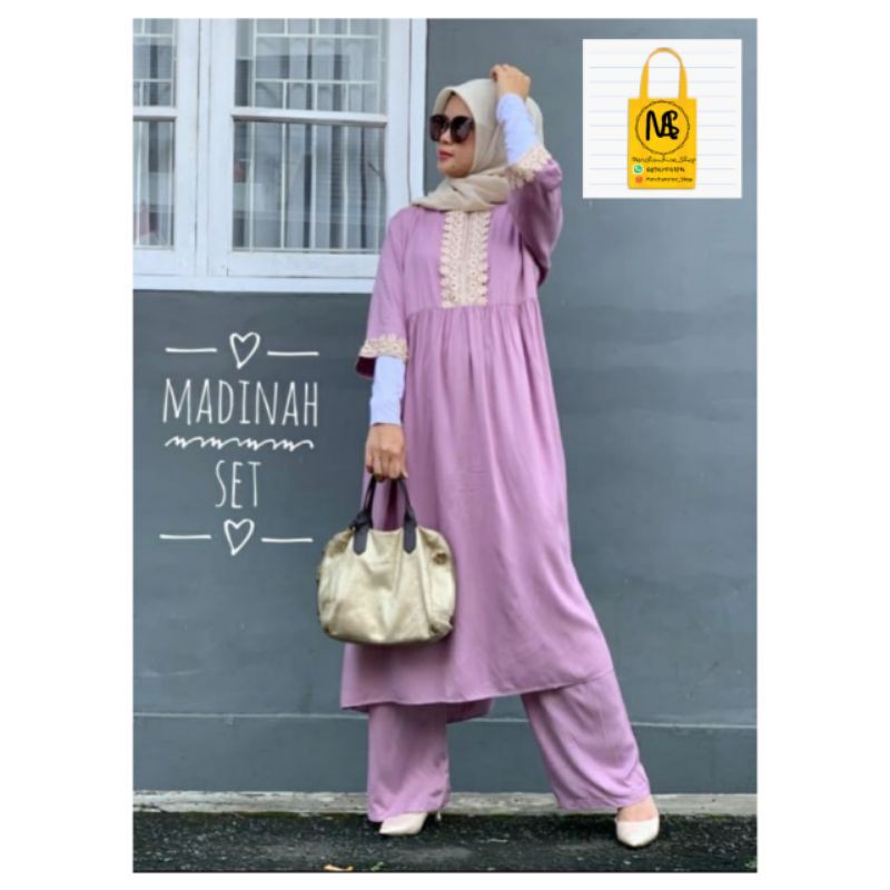 Setelan Madinah(kulot) Fashion wanita Fashion muslimah Bahan Kain Rayon Beraneka warna variasi Renda