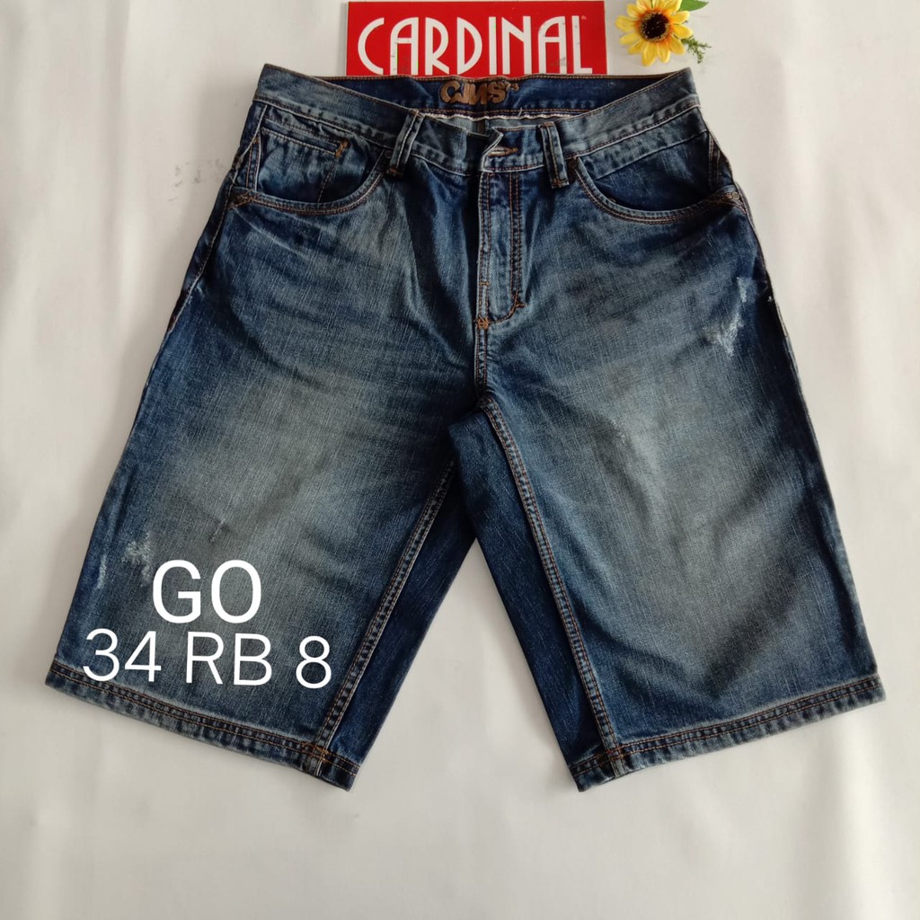 gof 34-CBV CARDINAL JEANS Celana Pria Celana Pendek Bermuda Casual Sobek Slimfit Reguler Fit Reguler