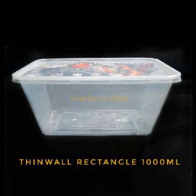 Thinwall Rect 1000ml / Mika Thinwall Kotak / Cup Rectangle FOODGRADE (Per Slop)