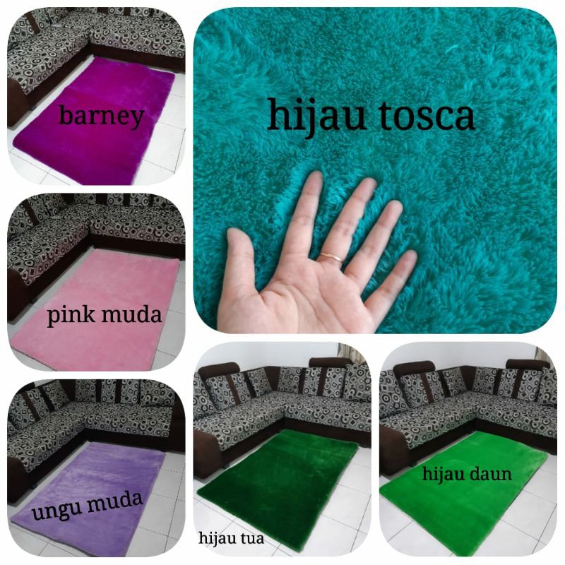 (PREMIUM) Karpet Bulu Rasfur KARINDO, isi BUSA KUNING, alas BINTIK ANTISLIP 100x150x6,5cm (PR:K48)