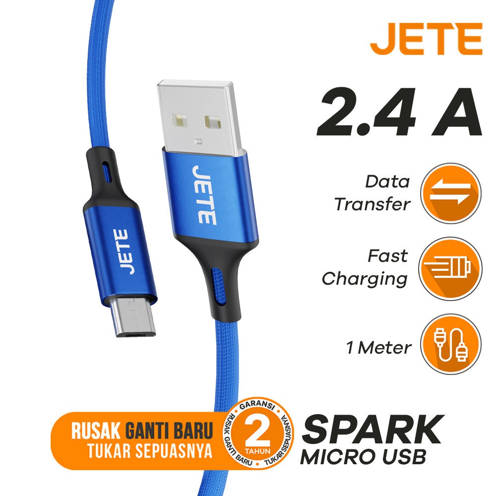 Kabel Data | Kabel USB | Kabel Charger Micro Fast Charging JETE Spark - Garansi 2 Tahun