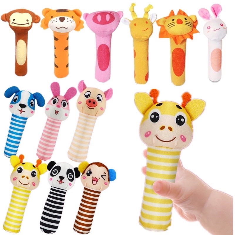 Animal Rattle Plushie Doll Mainan Stick Toet Toet - Mainan Boneka Bayi Bunyi - Boneka Stik Bayi