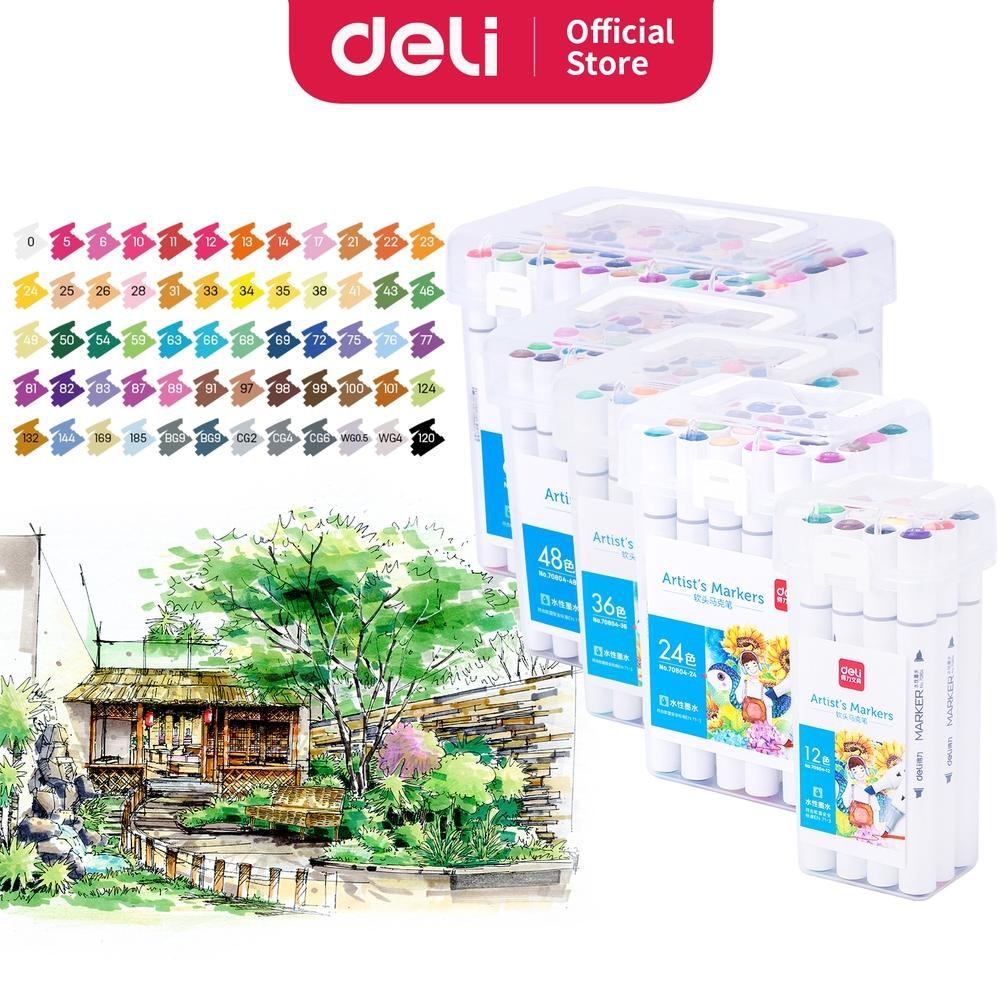 

Deli Color Water-based Double Tip Marker Spidol Ujung Ganda 12/24/36/48/60 Warna 70804 (ART. F)