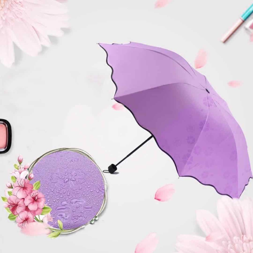 ANQI 1888 3D Payung Lipat Magic Umbrella / Dimensi Lapisan Hitam ANTI UV ( Gelombang ) / VS-102