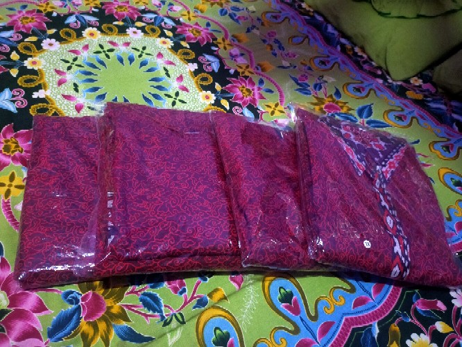 Batik Couple Keluarga Maura Couple Sania Ruffle Ori Ndoro Jowi Dnt Termurah Motif Mega Mendung Merah