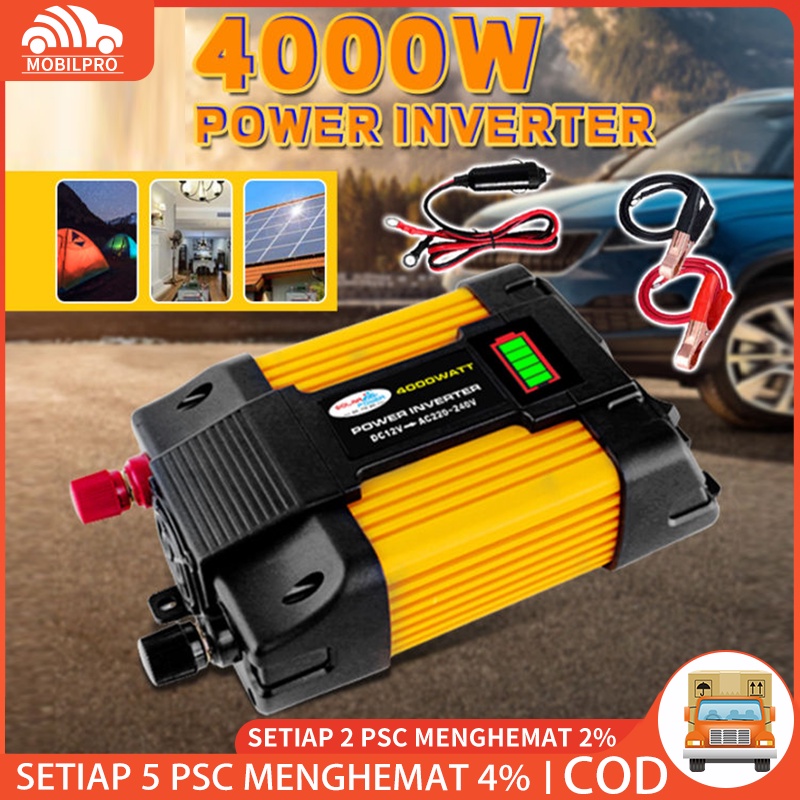 4000w Power inverter dual usb dengan display led untuk DC 12V to AC 220V mobil inverter tenaga surya