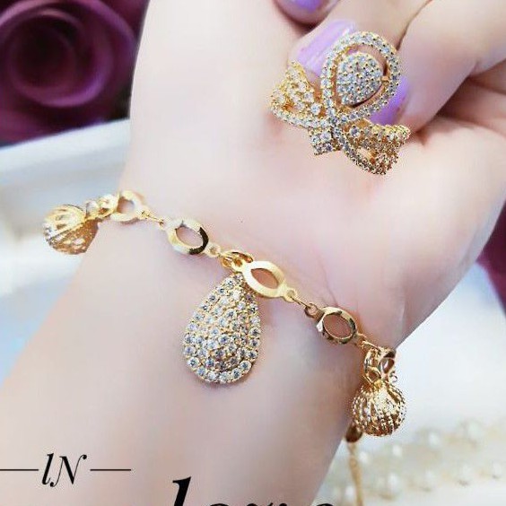 Xuping gelang dan cincin lapis emas 24k 0401m