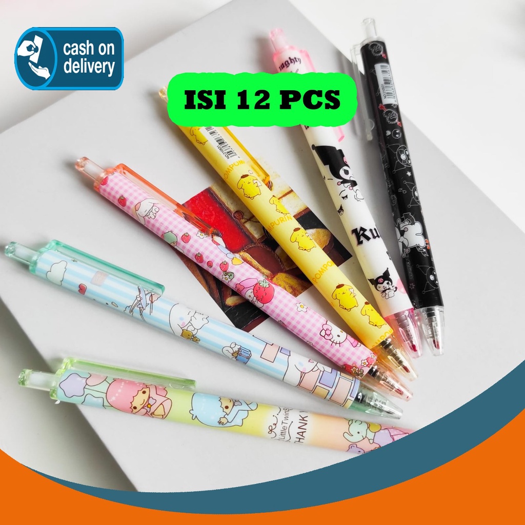 

SELUSIN PULPEN CETEK SANRIO ISI 12 PCS MELODY LITTLE STARS PURIN HELLO KITTY KUROMI ALAT TULIS BOLPOIN UNIK IMUT MURAH PEN GEL KARAKTER LUCU MURAH PENA