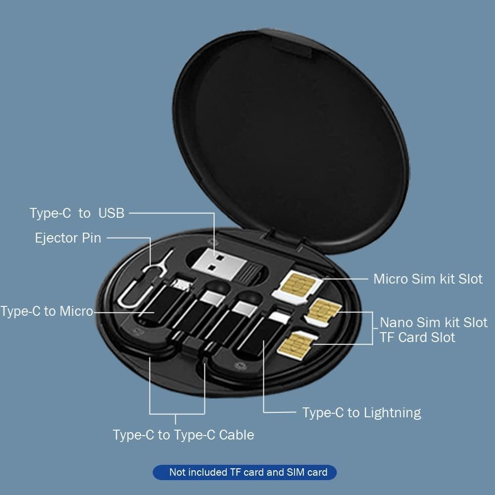 5-in-1 Multi-Fungsi 60W Pengisian Cepat Cartridge Kartu Pin Portabel USB C-type Data Line Storage Kit Braket Tersembunyi