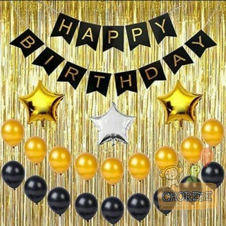 Paket Dekorasi  Balon  Ulang Tahun Happy Birthday Gold  01  Paket Dekorasi  Balon  Ulang Tahun Happy Birthday Gold  01