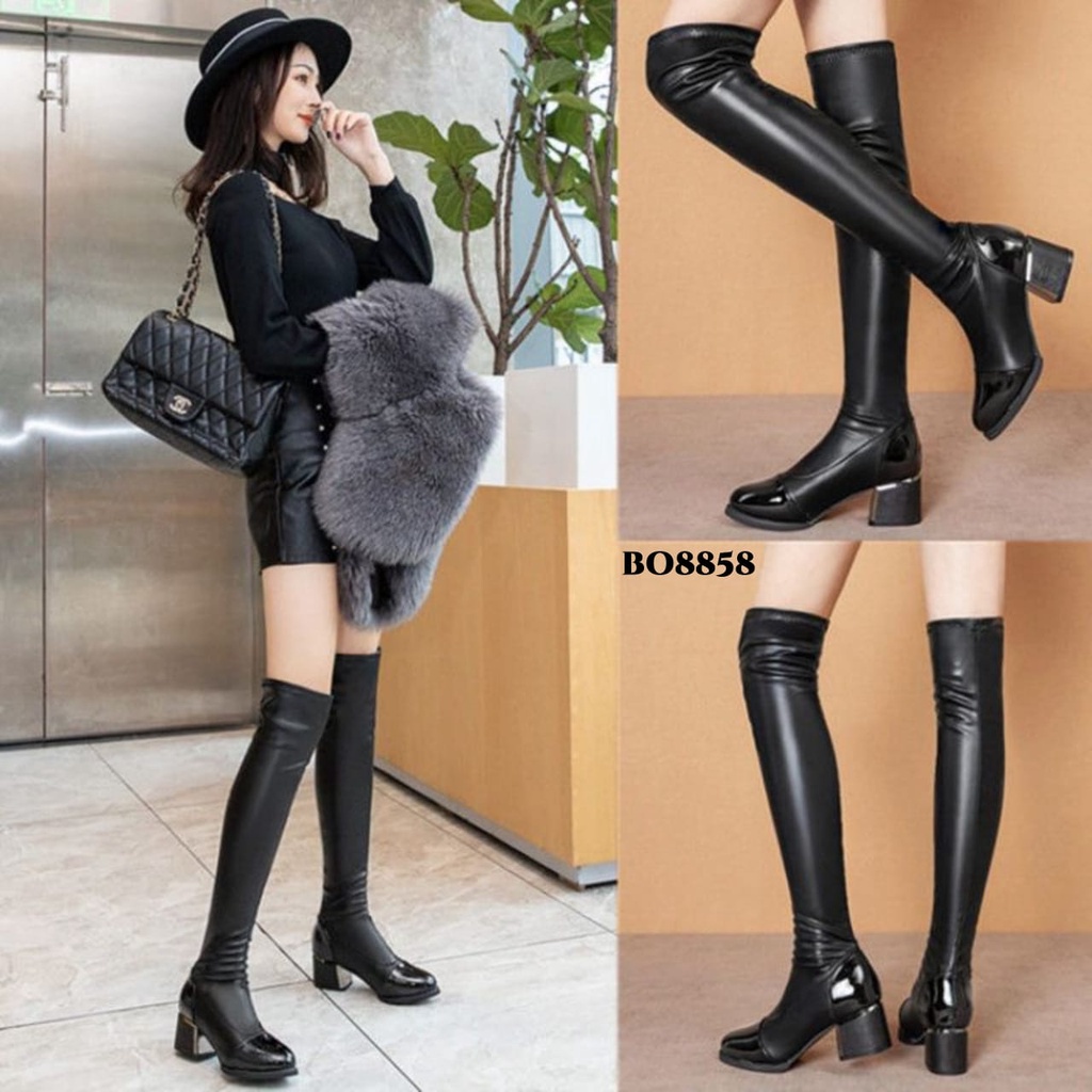 ✅PINKEY P053 SEPATU LONG BOOTS FLAT KOREA KULIT HAK TINGGI