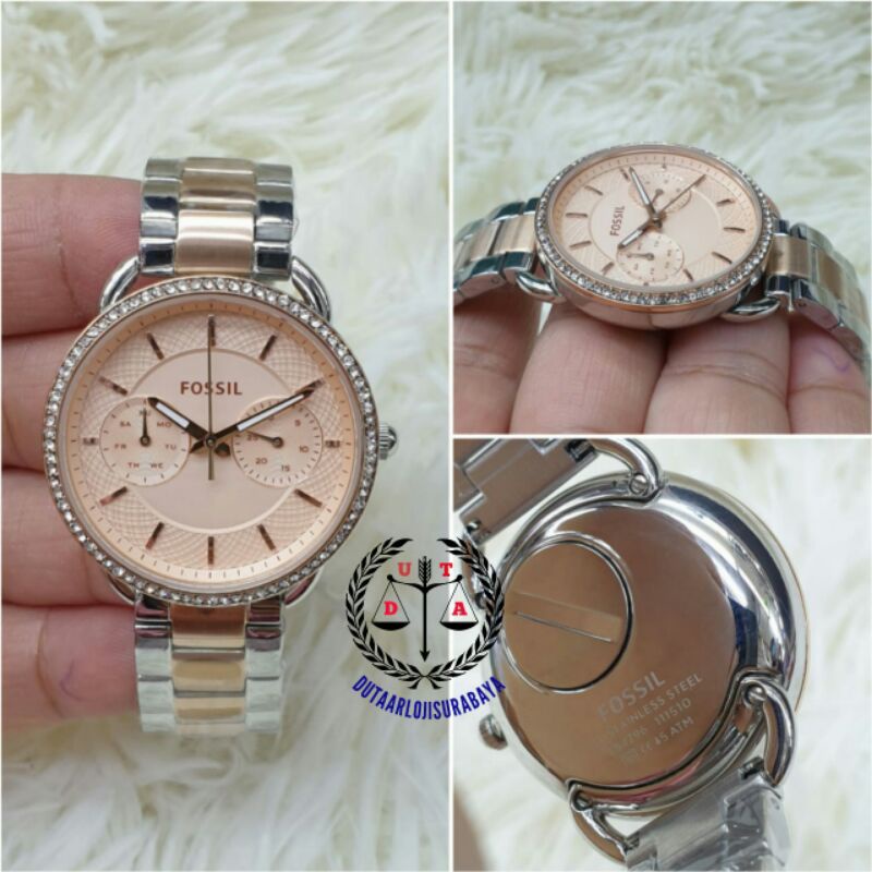 jam tangan wanita fossil batre crono stainless kualitas original