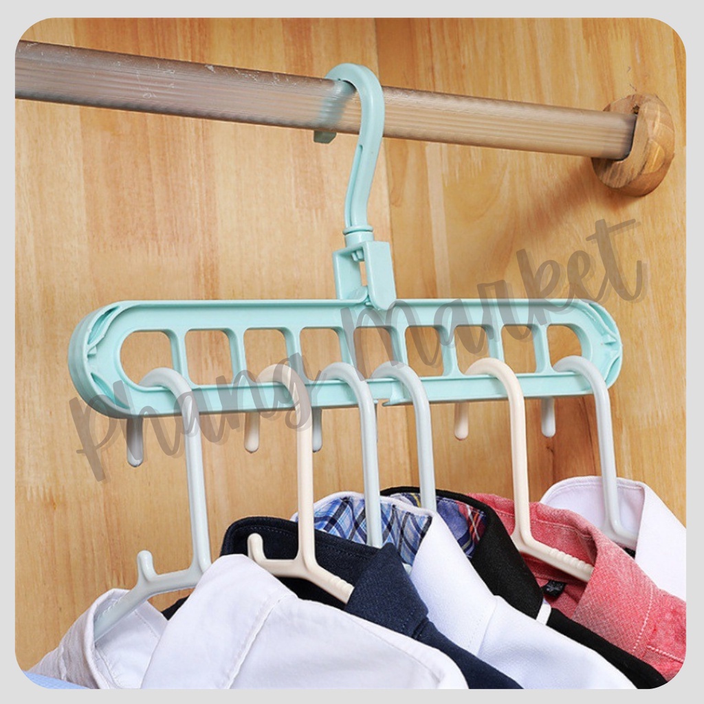 Magic Hanger Gantungan Jemuran Baju Pakaian Multifungsi Serbaguna Instan 9 in 1