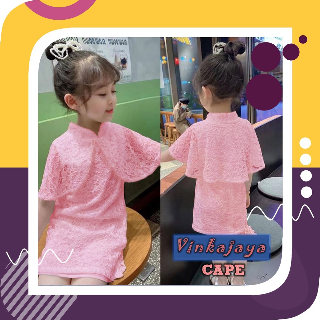Baju Anak Cewek Usia Umur 5 6 7 Tahun Thn Mini Dress Pesta Perempuan Cape Lengan Pendek Cordykids
