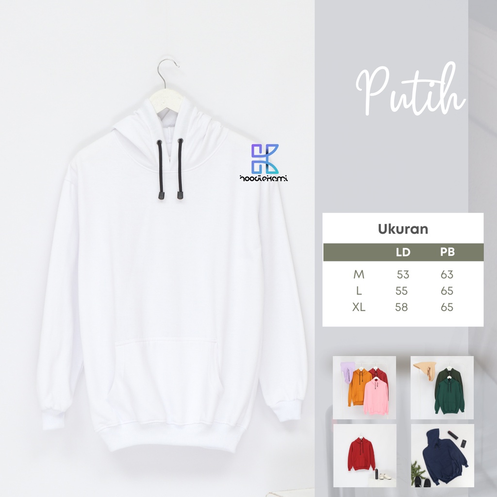 Promo Hoodie Polos Jumper Pria Wanita Bahan Fleece Warna Putih