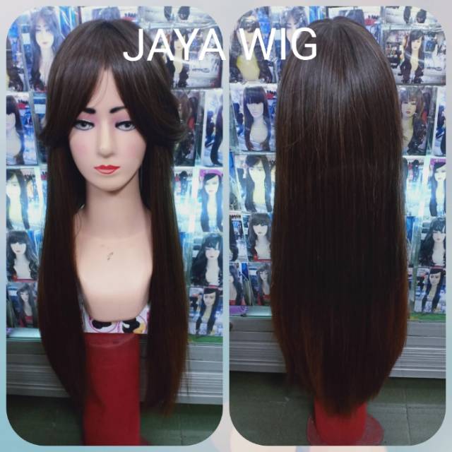 Wig Lurus Panjang 60CM Rambut Palsu Wanita Panjang Poni Panjang