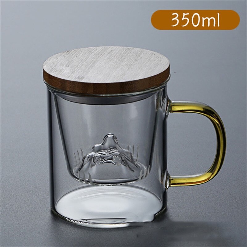 Jual Gelas Kaca Saring Teh Tea Glass Maker 350ml With Saringan Infuser Filter Tutup Kayu 1707